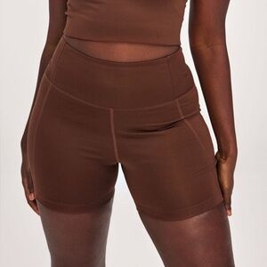 New! Girlfriend Collective Compressive High-Rise Run Short Earth Brown